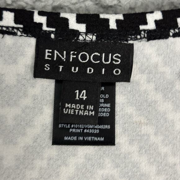 Enfocus Studio Dress Women size 14 Sleeveless Chevron Stripes Stretch Fit Flare - Picture 10 of 11